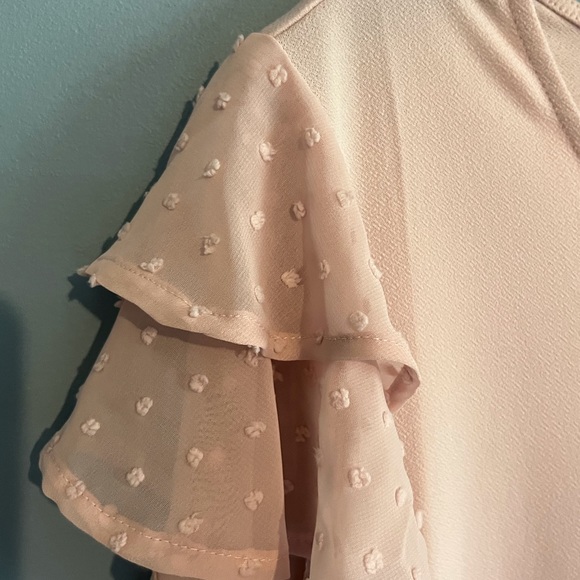 SELLING ADRIANNA PAPELL BLOUSE FOR WOMEN SIZE S COLOR CHAMPAGNE FLUTTER SLEEVE - Picture 2 of 8